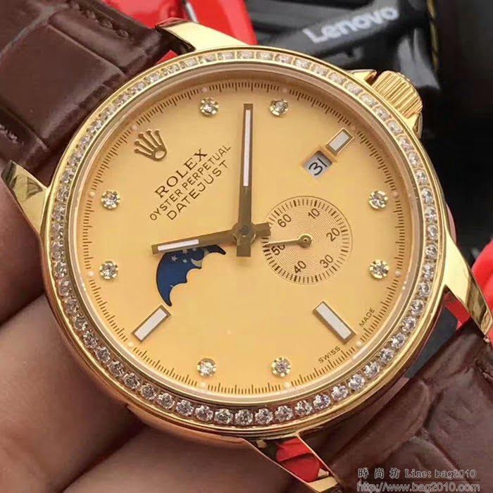 ROLEX勞力士 2019鼎力推薦 最新款勞力士 月相系列 九字位日月星辰功能 三度防水性能 透底 男士腕表  wssb4982